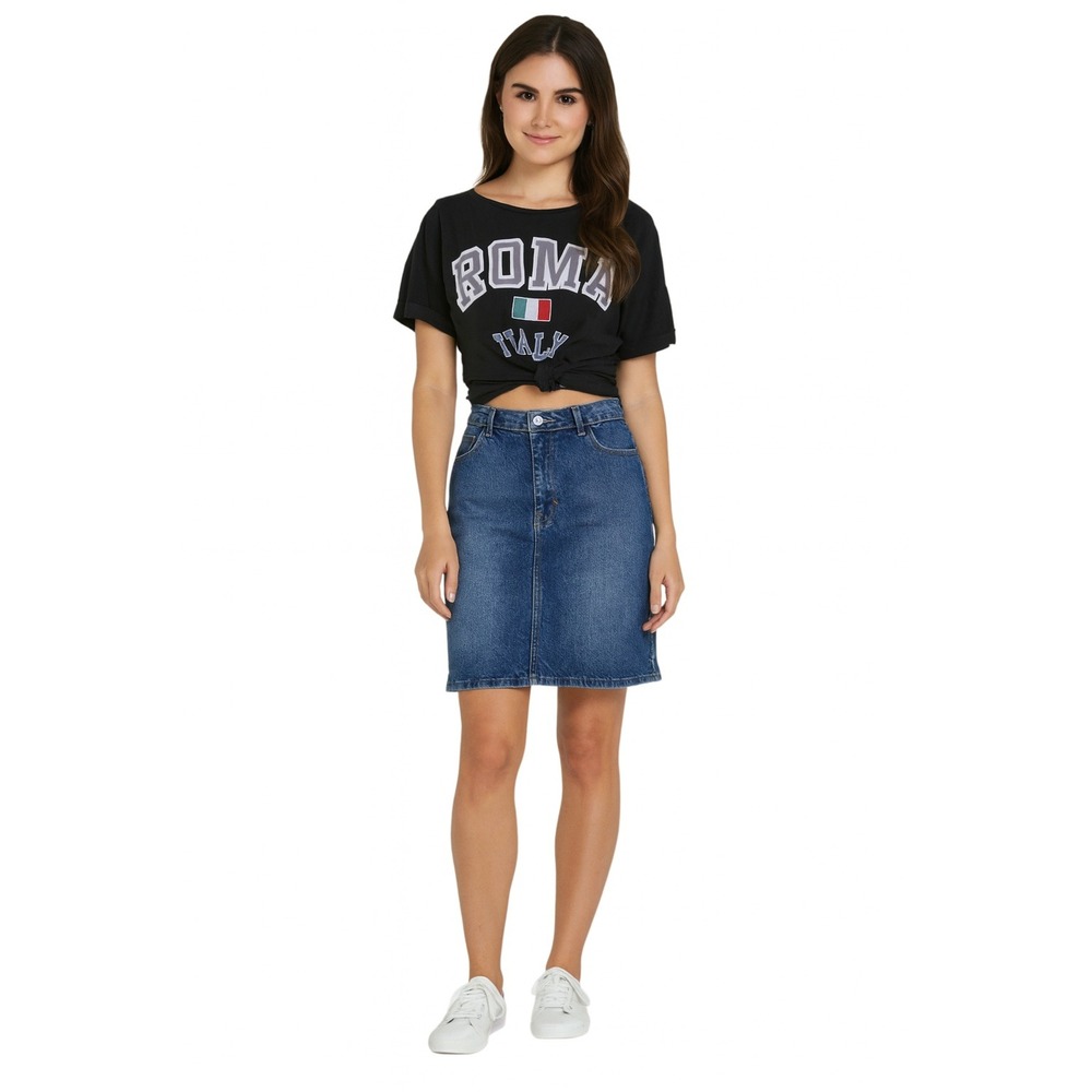 Guess‎ 1990s Cotton Denim Hip Hugger Knee Length Skirt